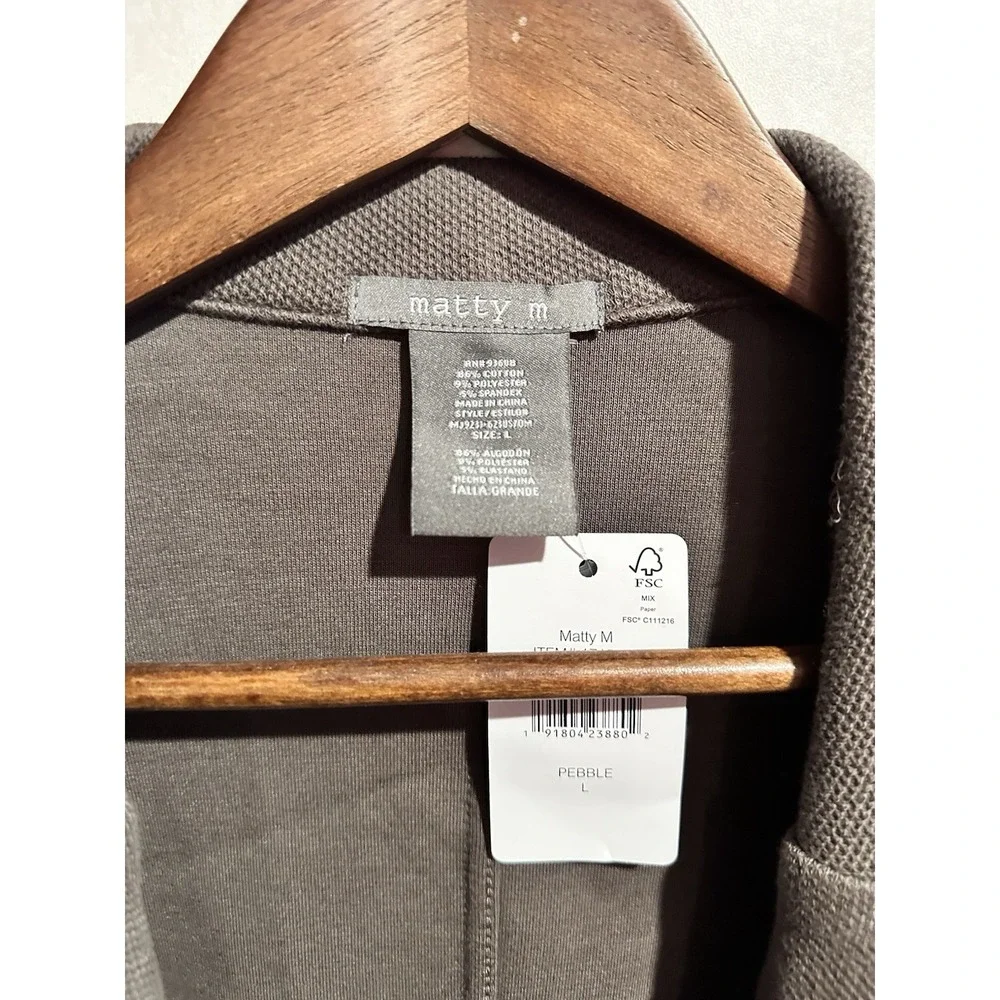 Matty M Knit Blazer Women's Size Large Pebble‎ Boyfriend Blazer Jacket Office